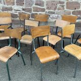 20 vintage mismatched industrial chairs school MULLCA tube & wood