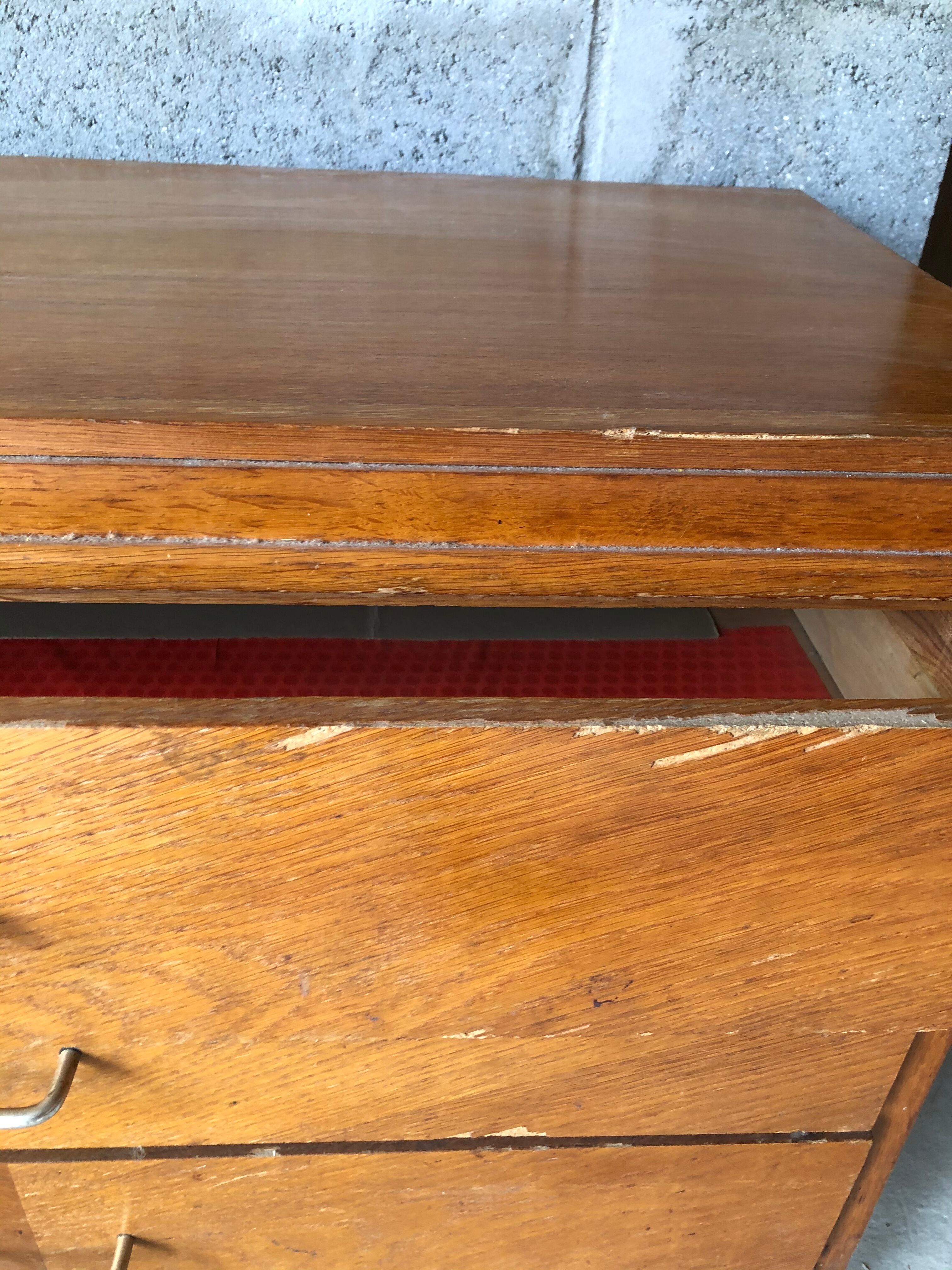 Vintage chest of drawers light oak compass feet