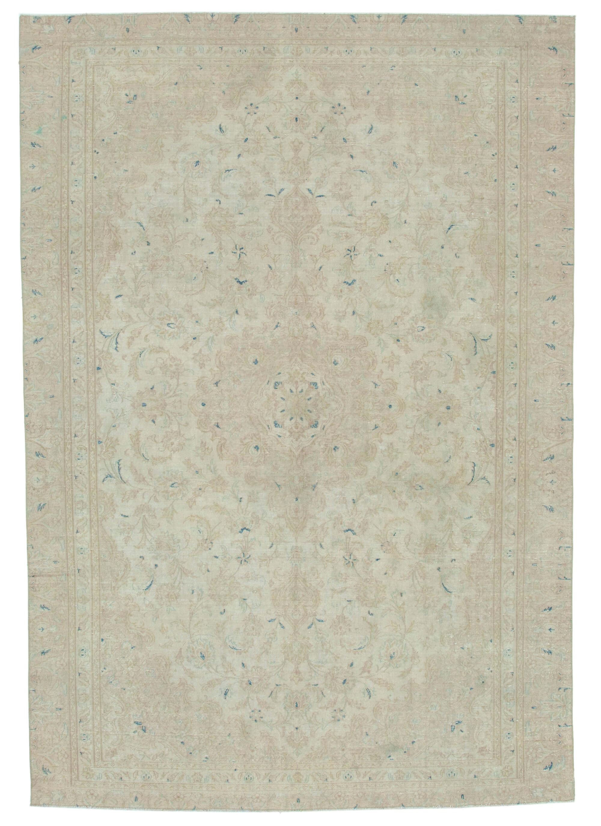 Hand-Knotted Persian Vintage 205 cm x 295 cm Beige Wool Rug