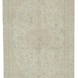 Hand-Knotted Persian Vintage 205 cm x 295 cm Beige Wool Rug