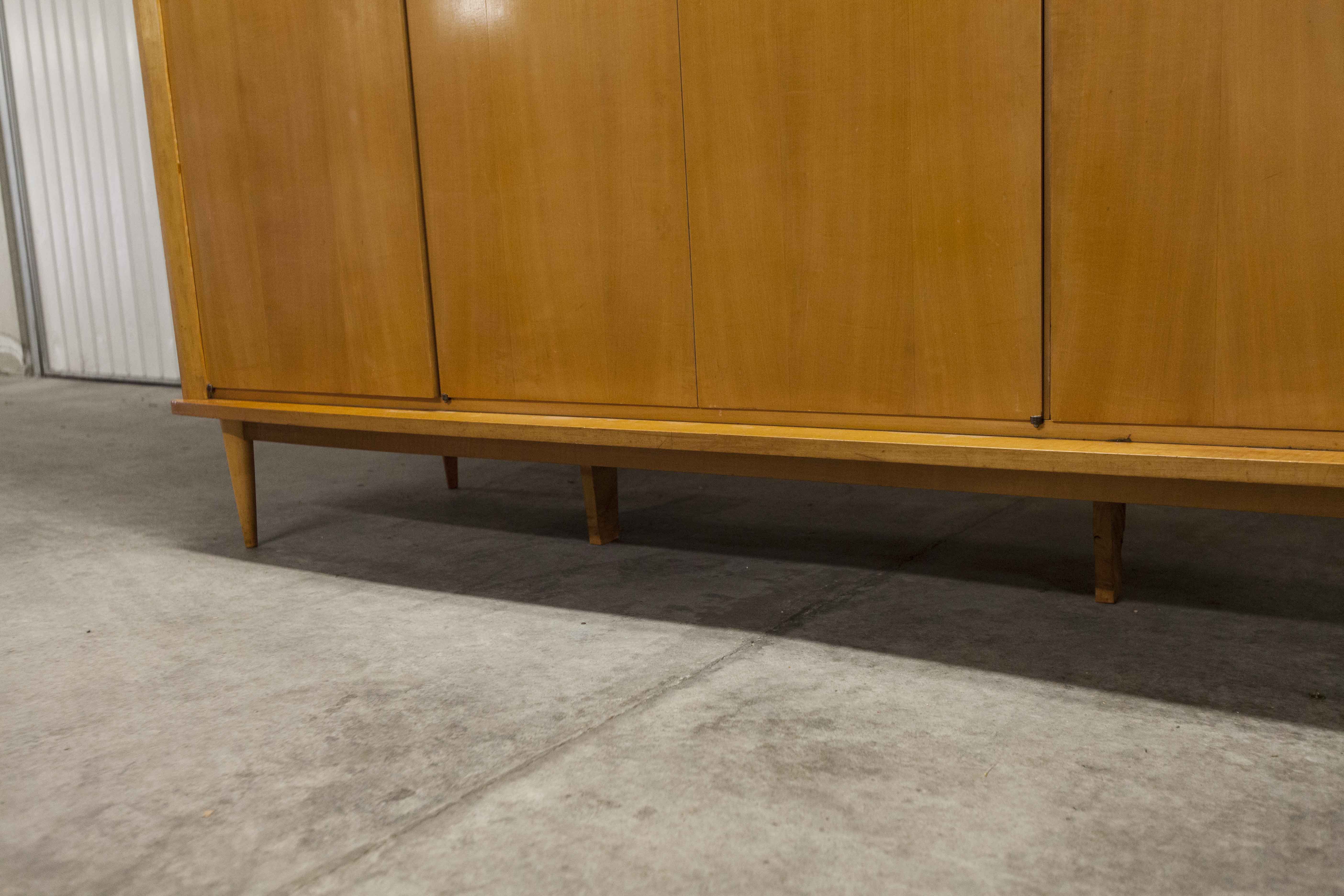 Scandinavian wardrobe 1960 honey color 4 doors L 205 cm