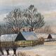 Peinture à l'huile vintage originale de cottage : Art de paysage d'hiver encadré
