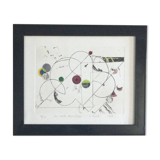 Enhanced etching. The round in the water. Claude BURET (1926-2010)