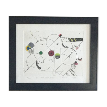 Eau-forte réhaussée, La ronde dans l’eau, Claude BURET (1926-2010)