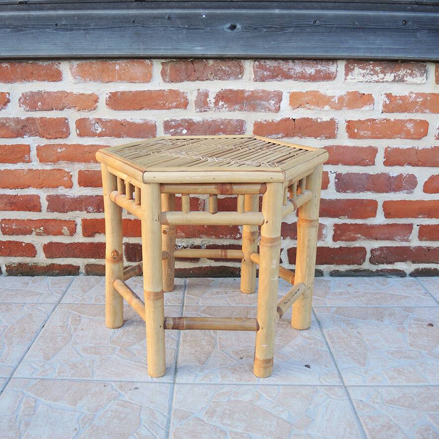 Old octagonal bamboo side table