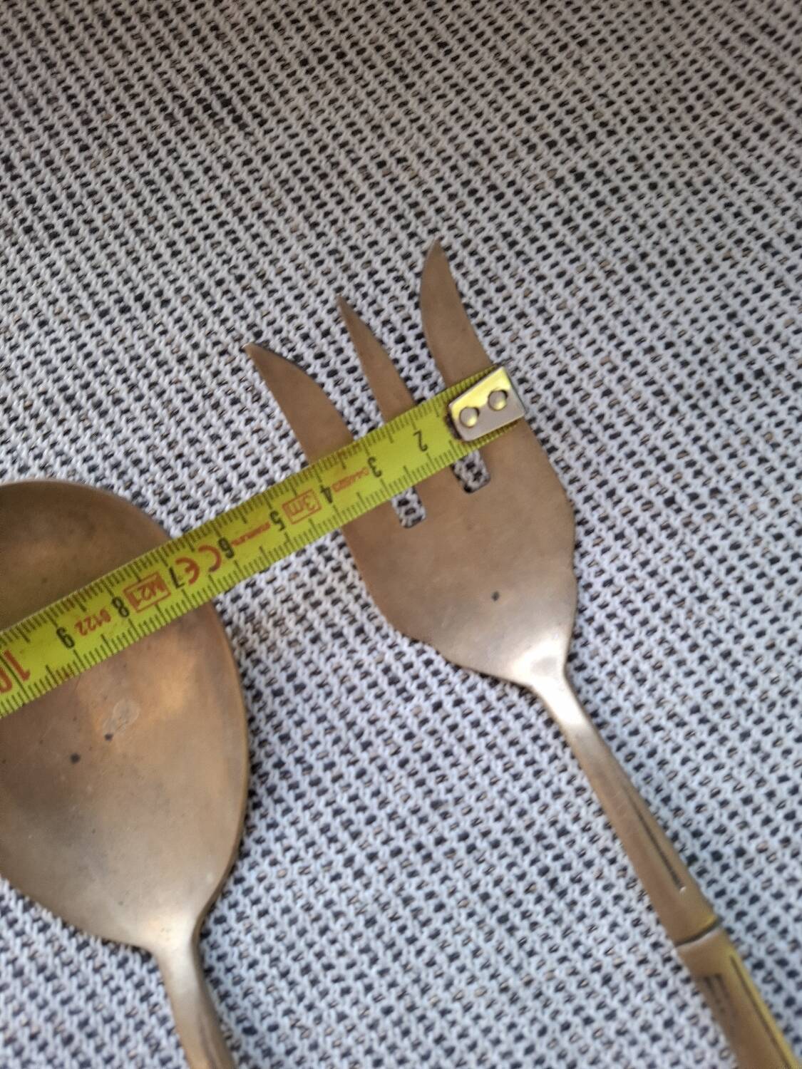 Vintage bamboo gilded brass cutlery