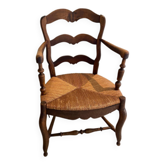 Fauteuil campagnard paillé