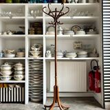 Dark curved beech coat rack with 6 hooks