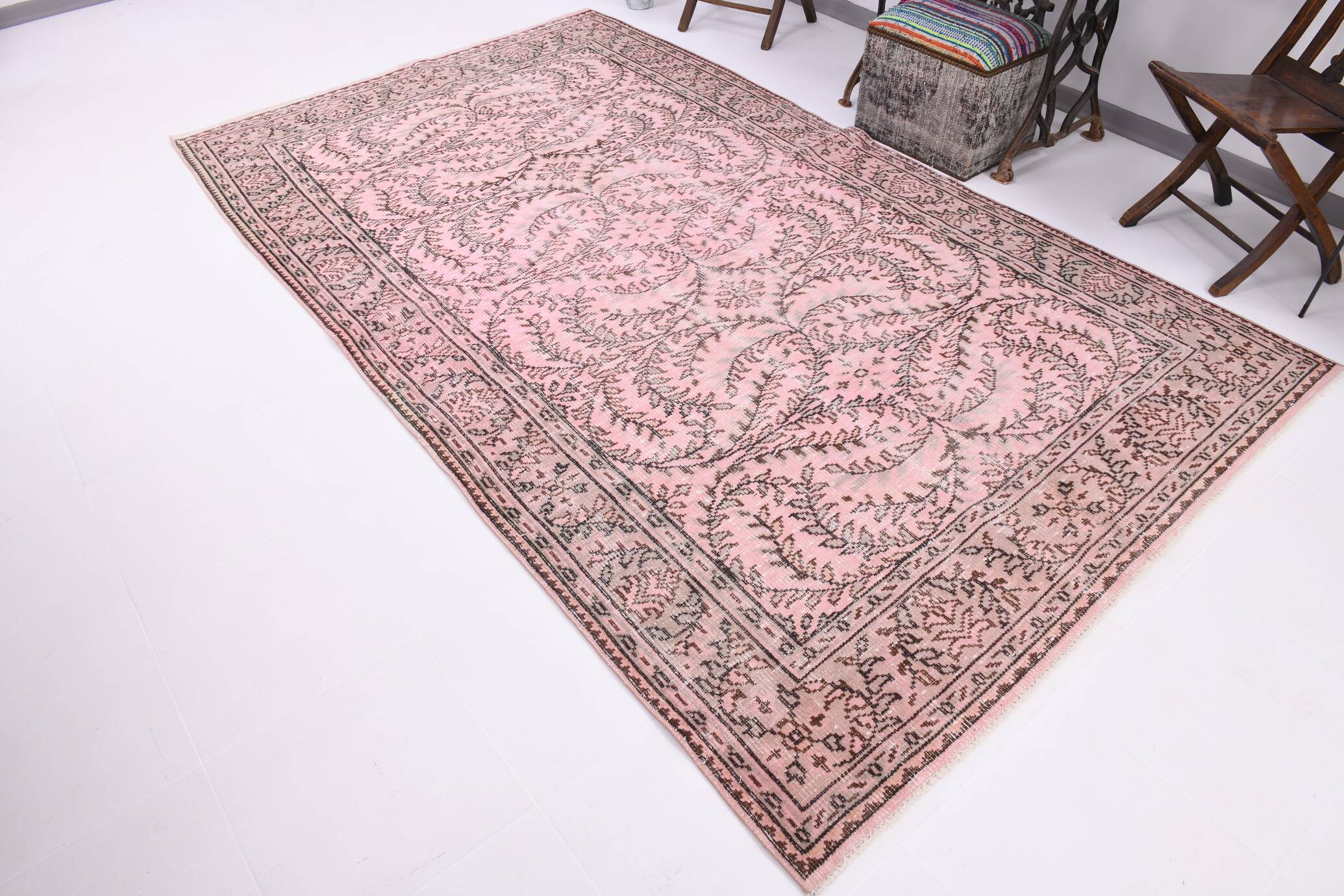 6x10 Rug For Living Room Soft Pink Turkish Vintage Rug, 181x314Cm