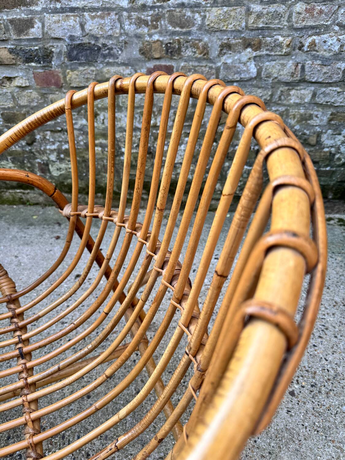 Vintage rattan shell armchair