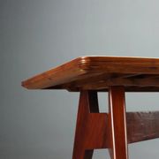 Vintage table in exotic wood and glass, Italian design, 1950s-1960s.