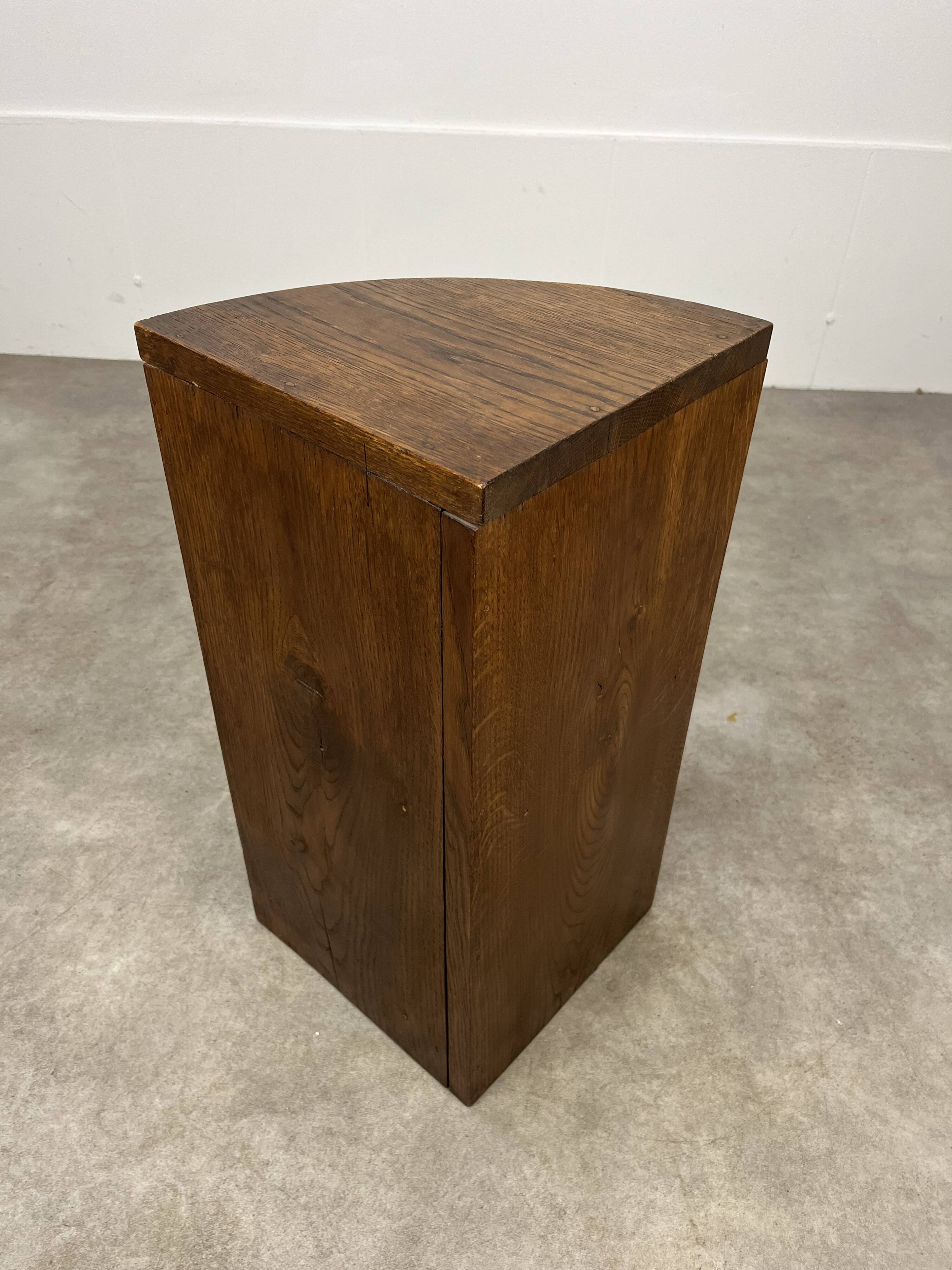 Art Deco corner unit in solid oak, corner cupboard