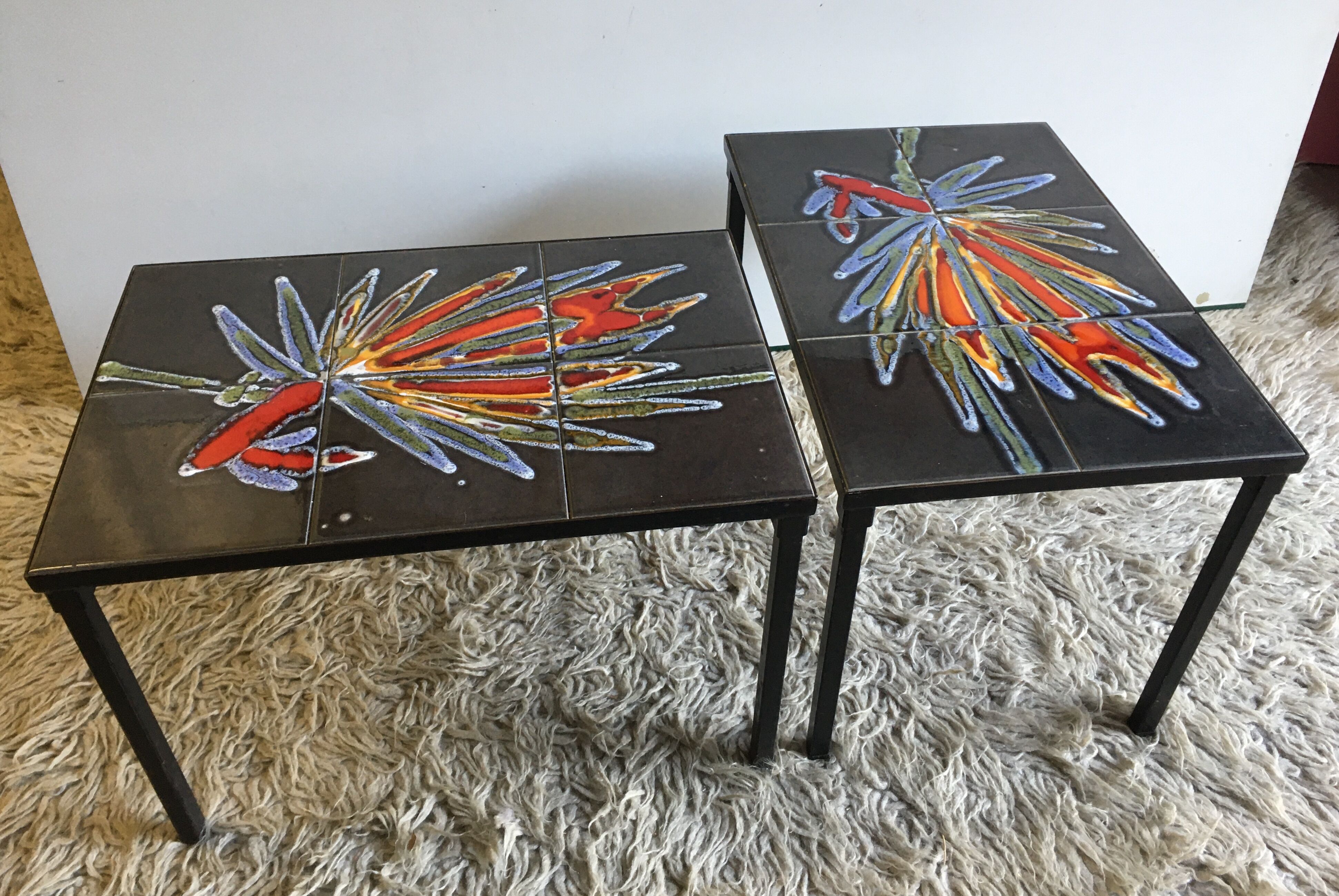 Metal and ceramic coffee table - 60s