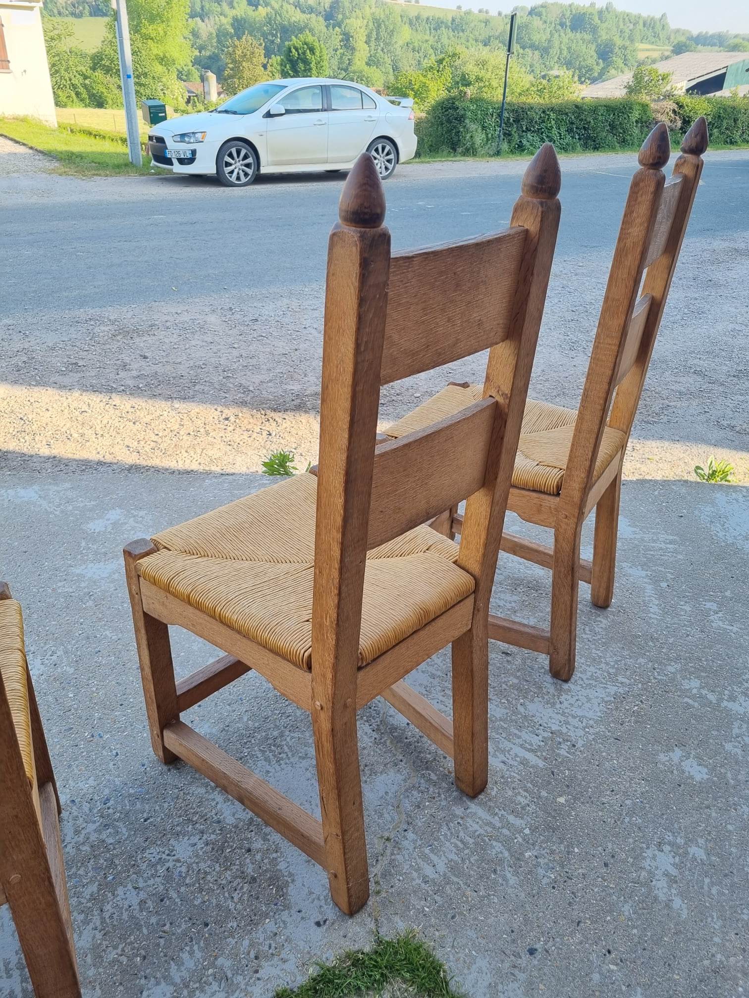 suite of 6 brutalist chairs