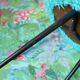 Tabouret tripode bleu mint moumoute 1960