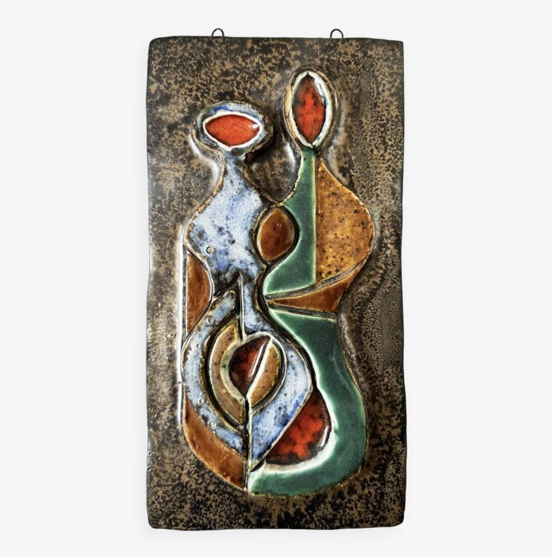 Cubist wall sculpture in glazed terracotta. Germany, 1950s.