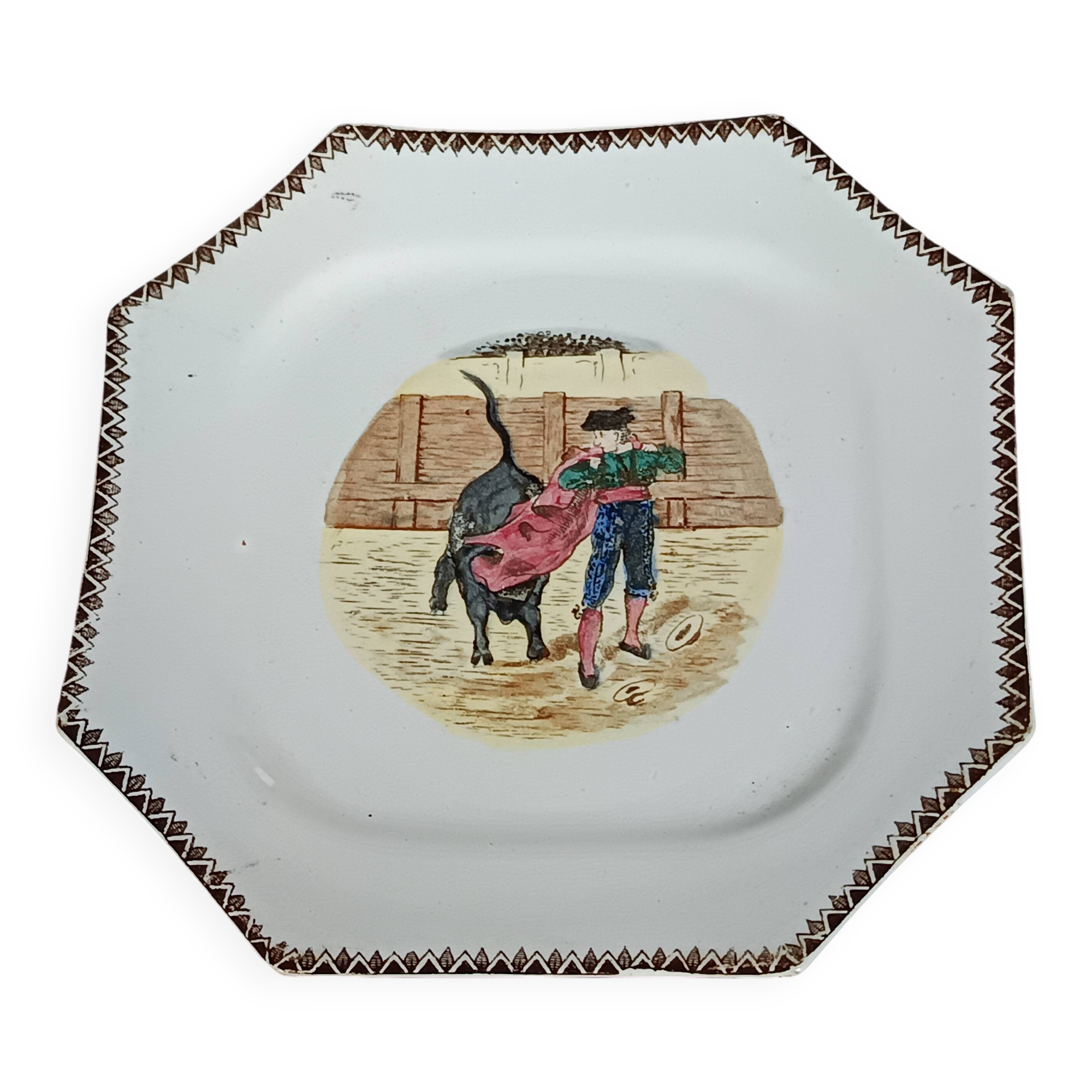 Pickman Cartuja Seville plate with bullfighting decoration, 19th century