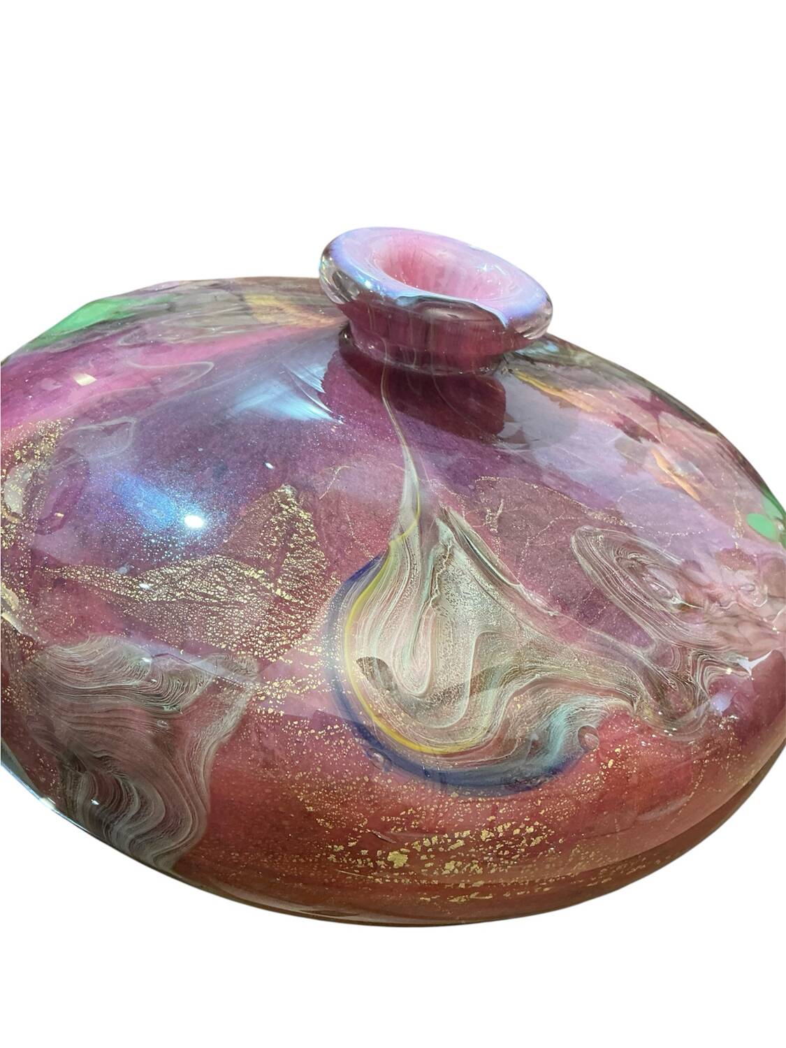 Soliflore vase in blown glass with gold inclusion