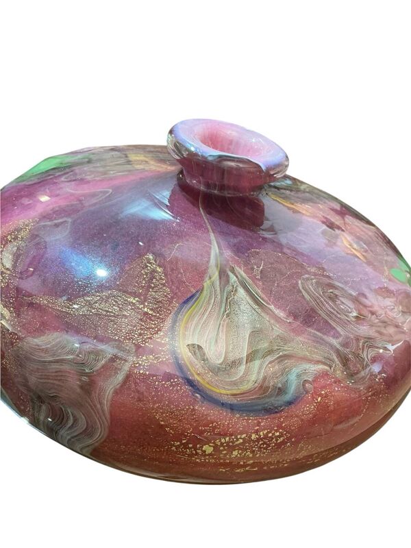 Vase Soliflore en verre soufflé et inclusion doré