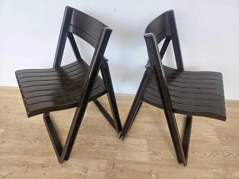 Pair of Rare Folding Chairs Dabaya, Allibert, France, 1970s