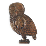 Owl sculpture in gilded brass bronze