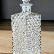 Square Whisky Carafe with Diamond Point Decoration in Moulded-Cut Glass