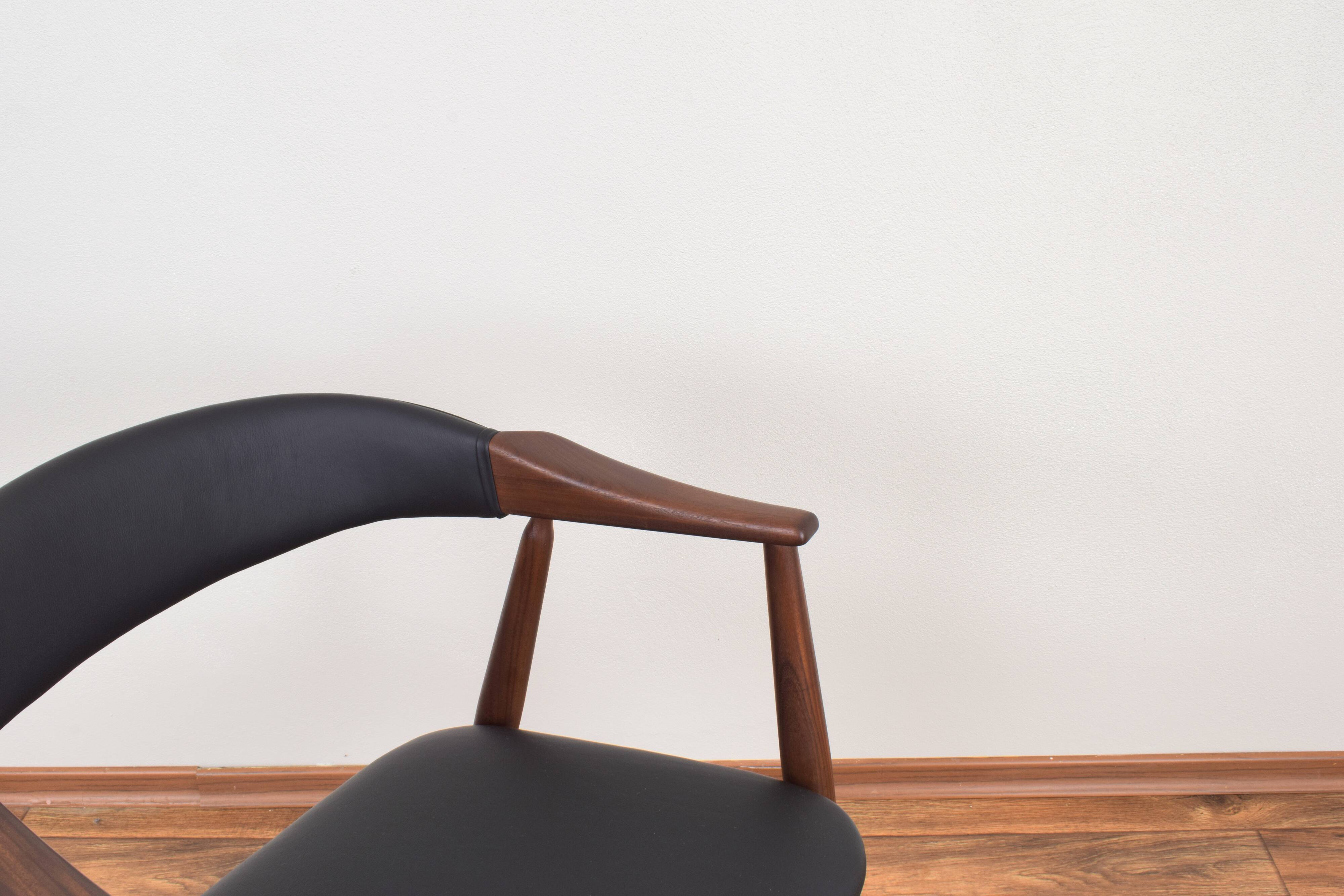 Danish Teak & Leather Armchair by Th. Harlev for Farstrup Møbler