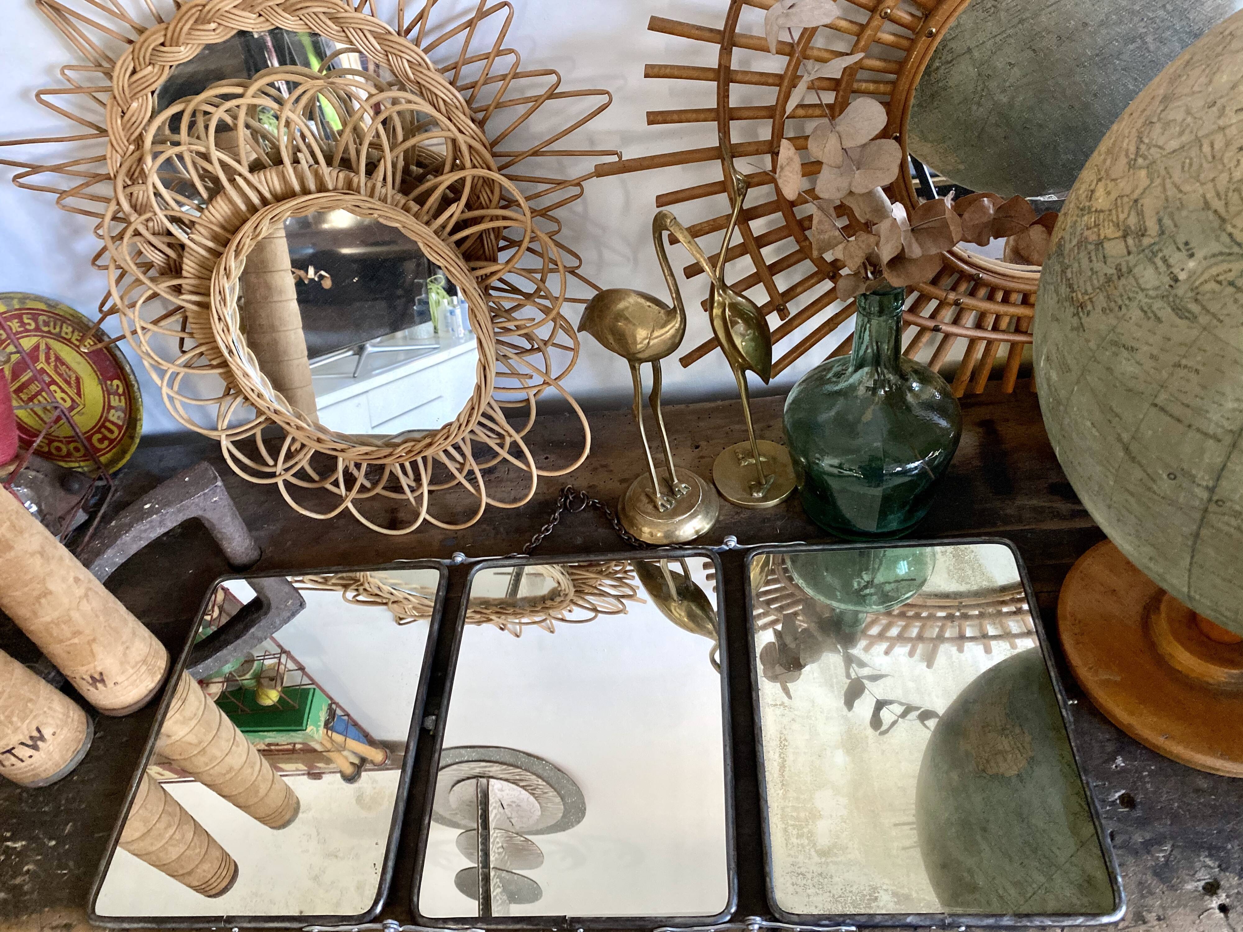 Vintage triptych barber mirror