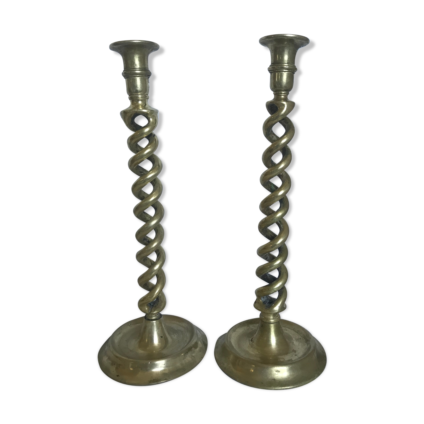 Pair of bronze candle holders 35cm