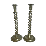 Pair of bronze candle holders 35cm