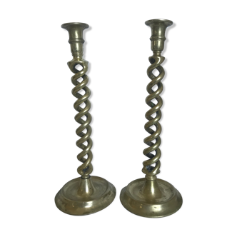 Pair of bronze candle holders 35cm