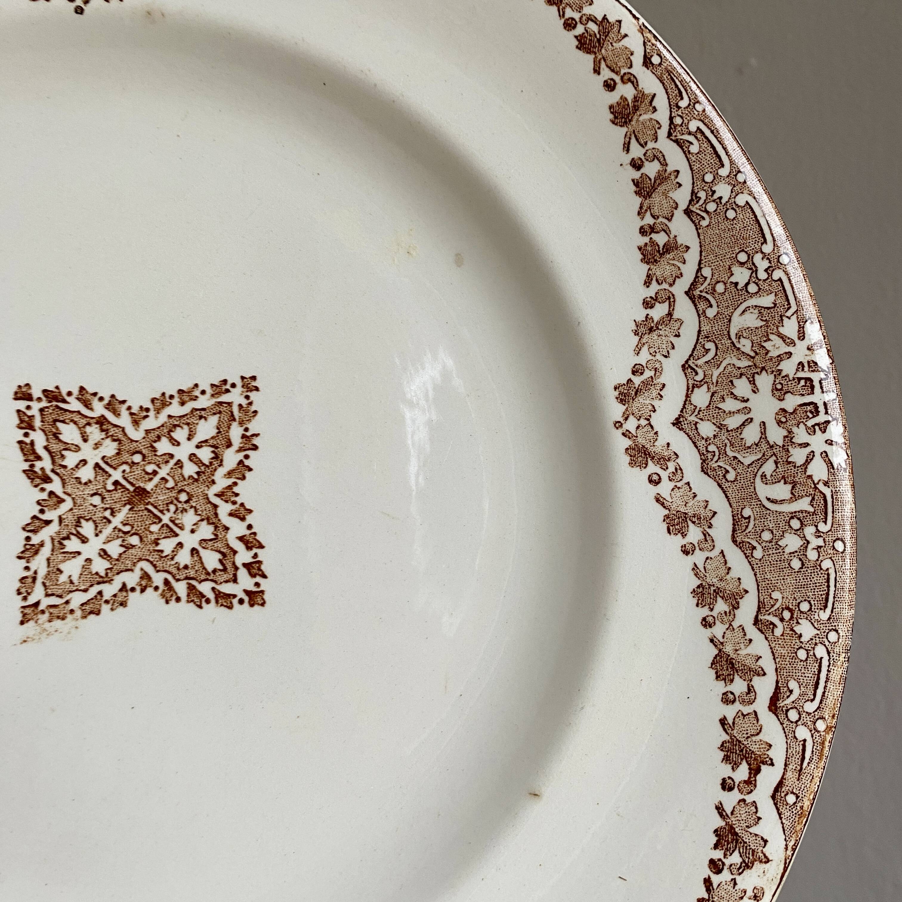 Set of 6 vintage flat ironstone plates, Andalous model from Longwy