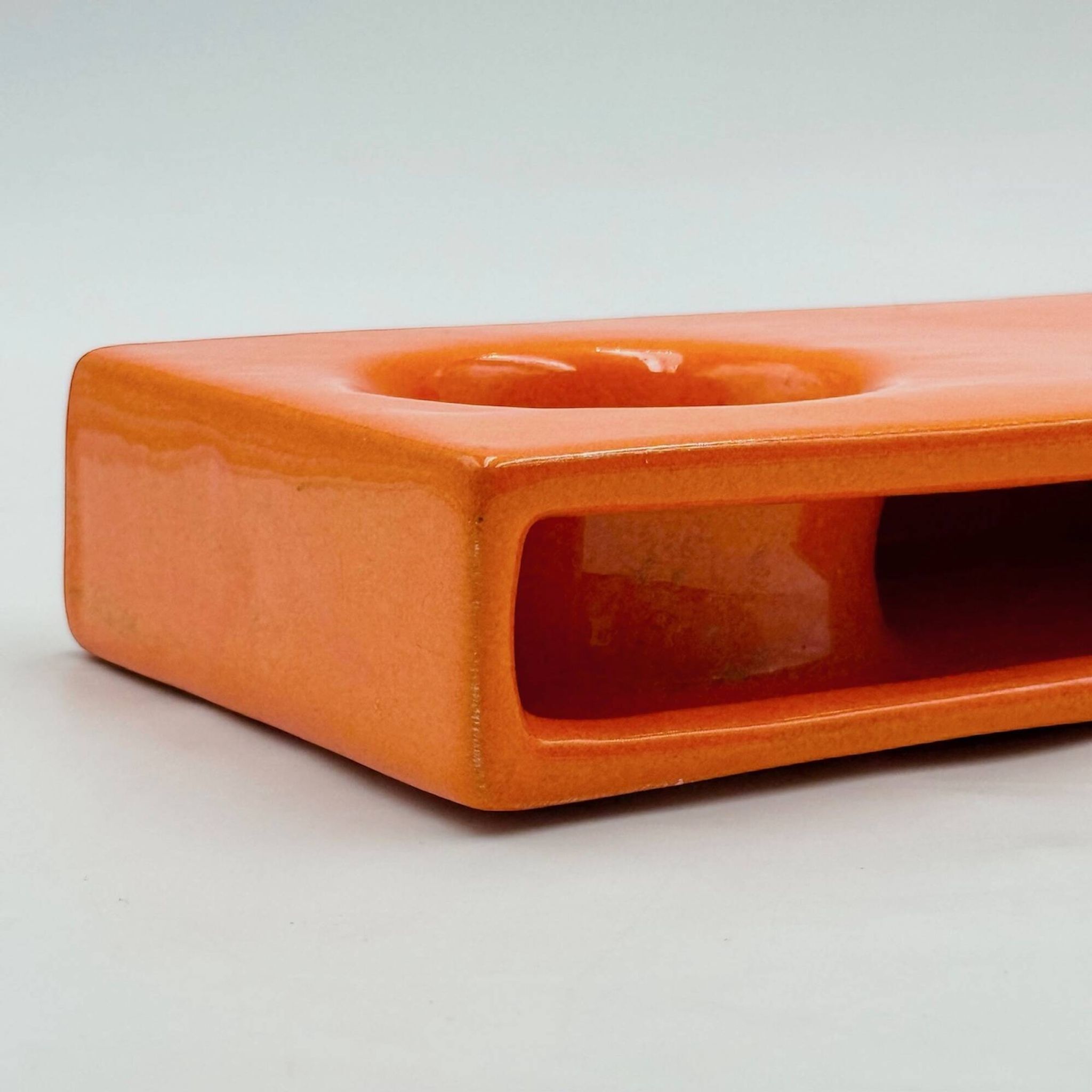 Paire de céramiques Space Age orange années 70
