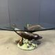 Bronze dolphin coffee table signed C Caudion, 1960s