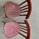 2 burgundy curved wooden bistro chairs from Ets Joseph Levallois