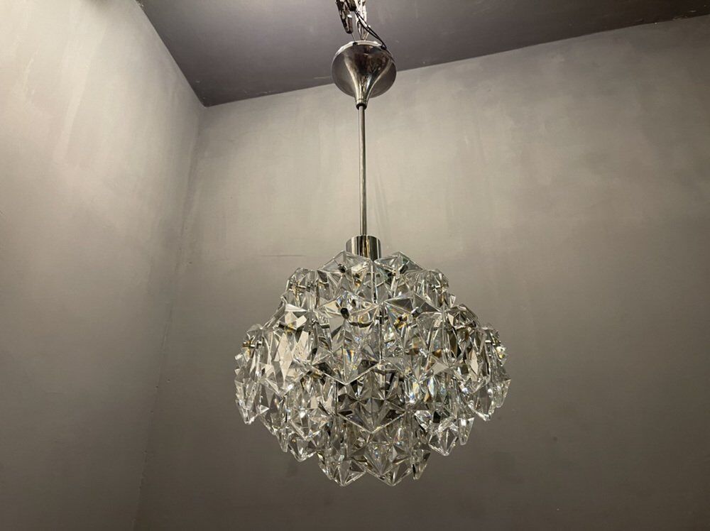 Cut crystal light pendant by kinkeldey, 1970s