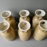 Set of 6 mazagrans and a sandstone pitcher