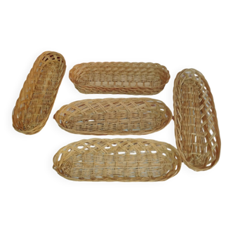 Lot de 5 corbeilles à viennoiseries en osier ou panières à pain
