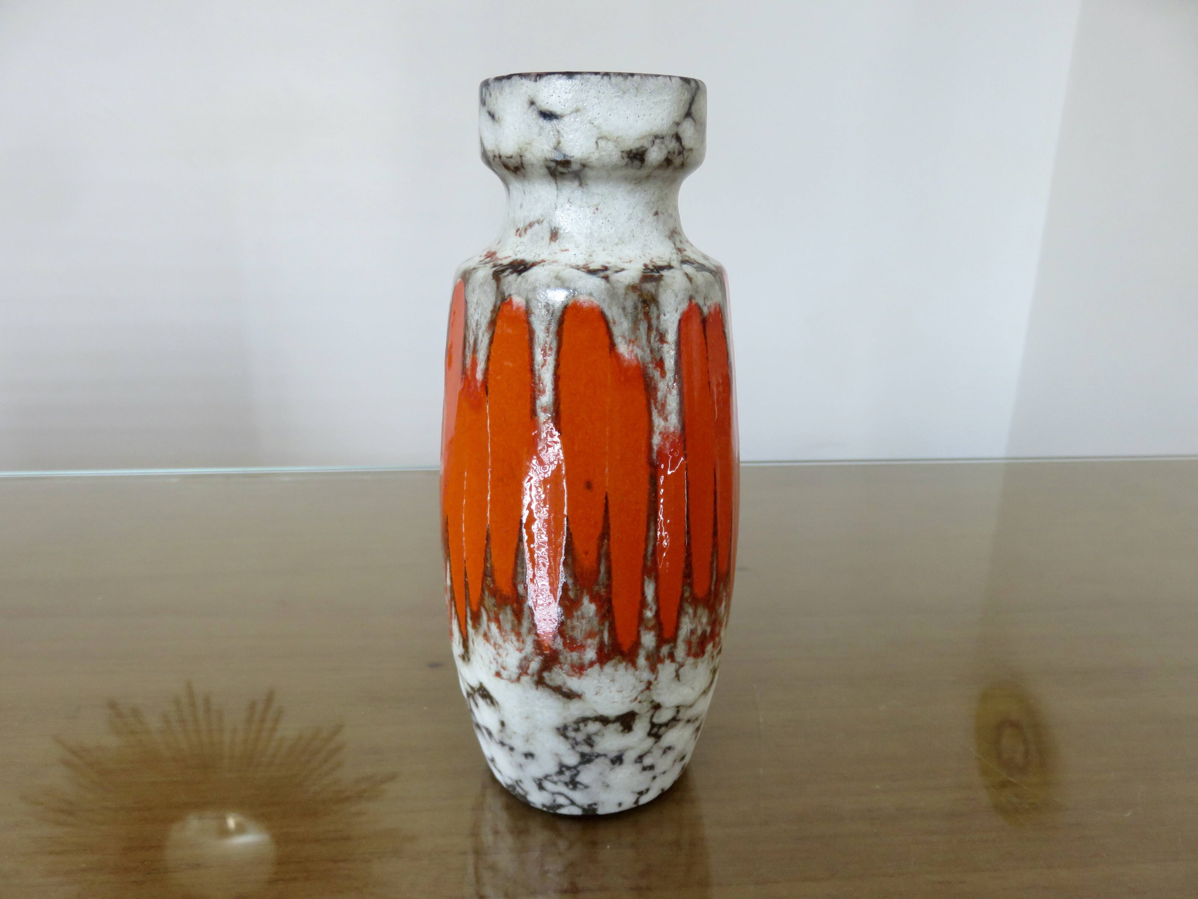 Orange "fat lava" ceramic vase, West Germany, 1970