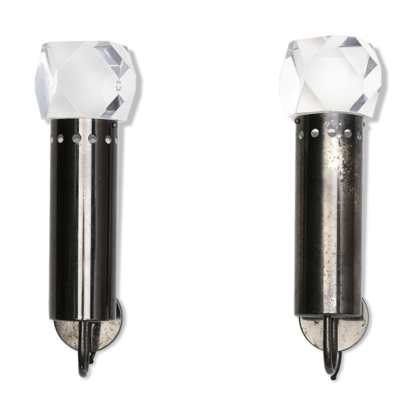 Pair of Scoolari 1970 steel wall lamps