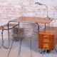 Czech Bauhaus Writing Desk in Walnut and Chrome attributed to Robert Slezak for Slezak Factories, 1940s