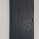 Tableau peinture abstraite monochrome minimaliste noir