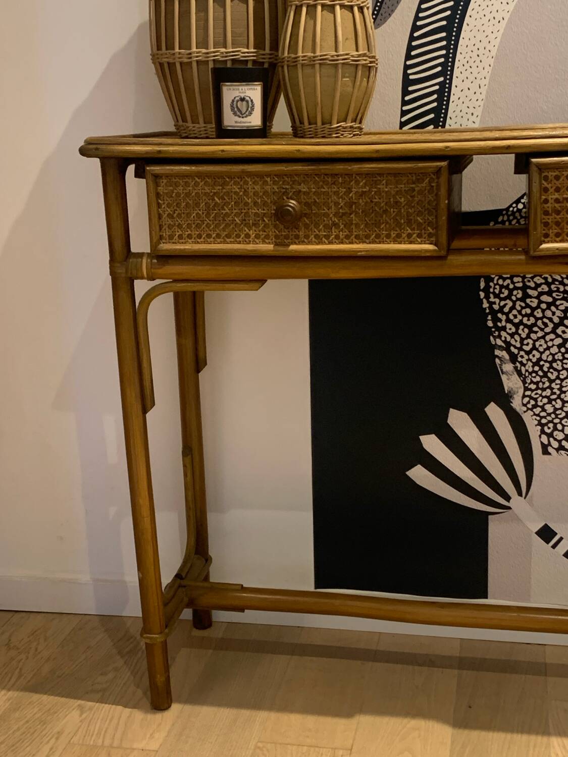 Vintage rattan console