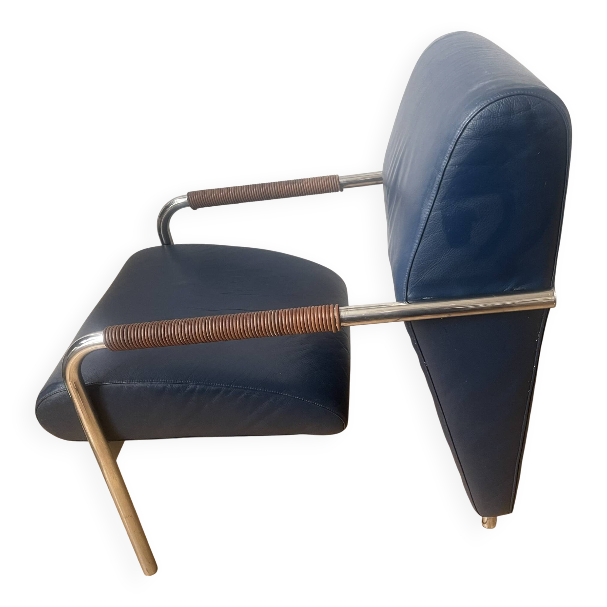 Zanotta Niccola Armchair - Andrea Branzi - Blue Leather
