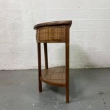 Side table in half-moon wood and bamboo