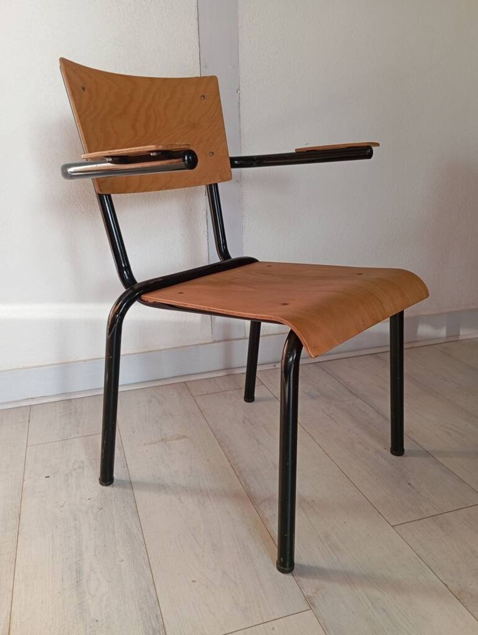 Pair of tubular metal armchairs 1954
