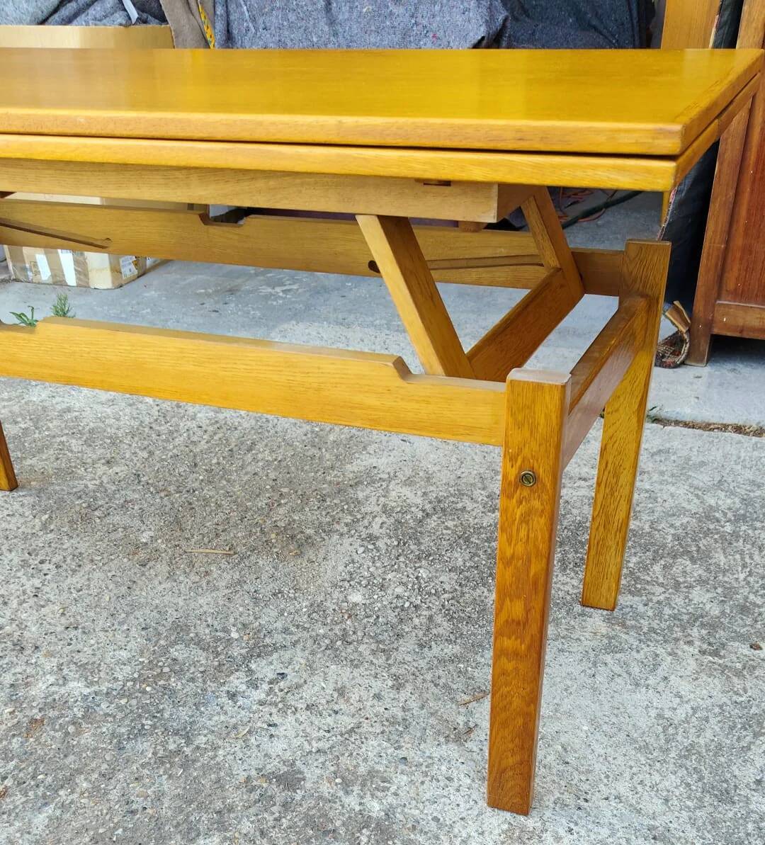 Modular vintage Scandinavian dining table in oak, 1970s.