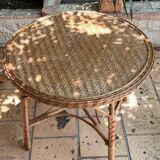 Table d'appoint en rotin / osier tressé - années 1960