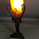 Daum, art-deco table lamp wrought iron tulip glass signed sb