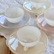 4 vintage Arcopal Arlequin coffee cups - 1960s - Pastel and gold trim
